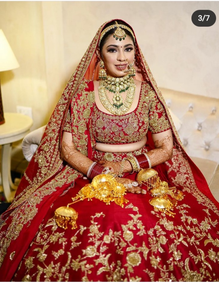 Buy Red Blouse Silk Embroidered Zardosi V Neck Floral Bridal Lehenga Set  For Women by Prevasu Online at Aza Fashions.
