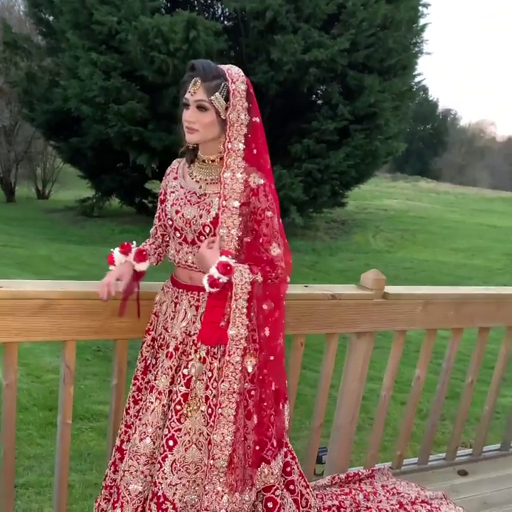 Red & Pink Bridal Wear Lehenga for Marriage -Best Wedding Lehenga for  Dulhan -Net & Velvet Fabrics – Vpnam