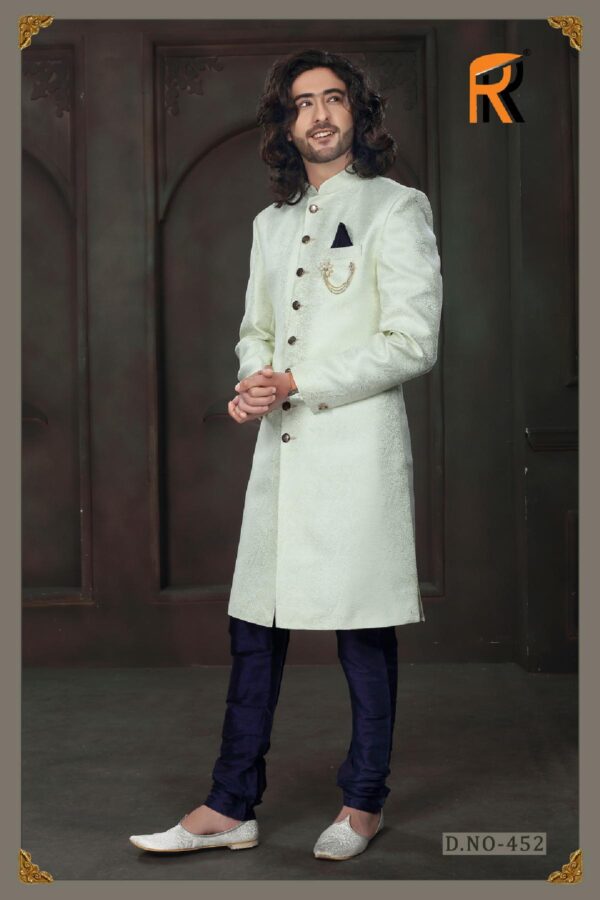 Light mint Sherwani with floral embroidery