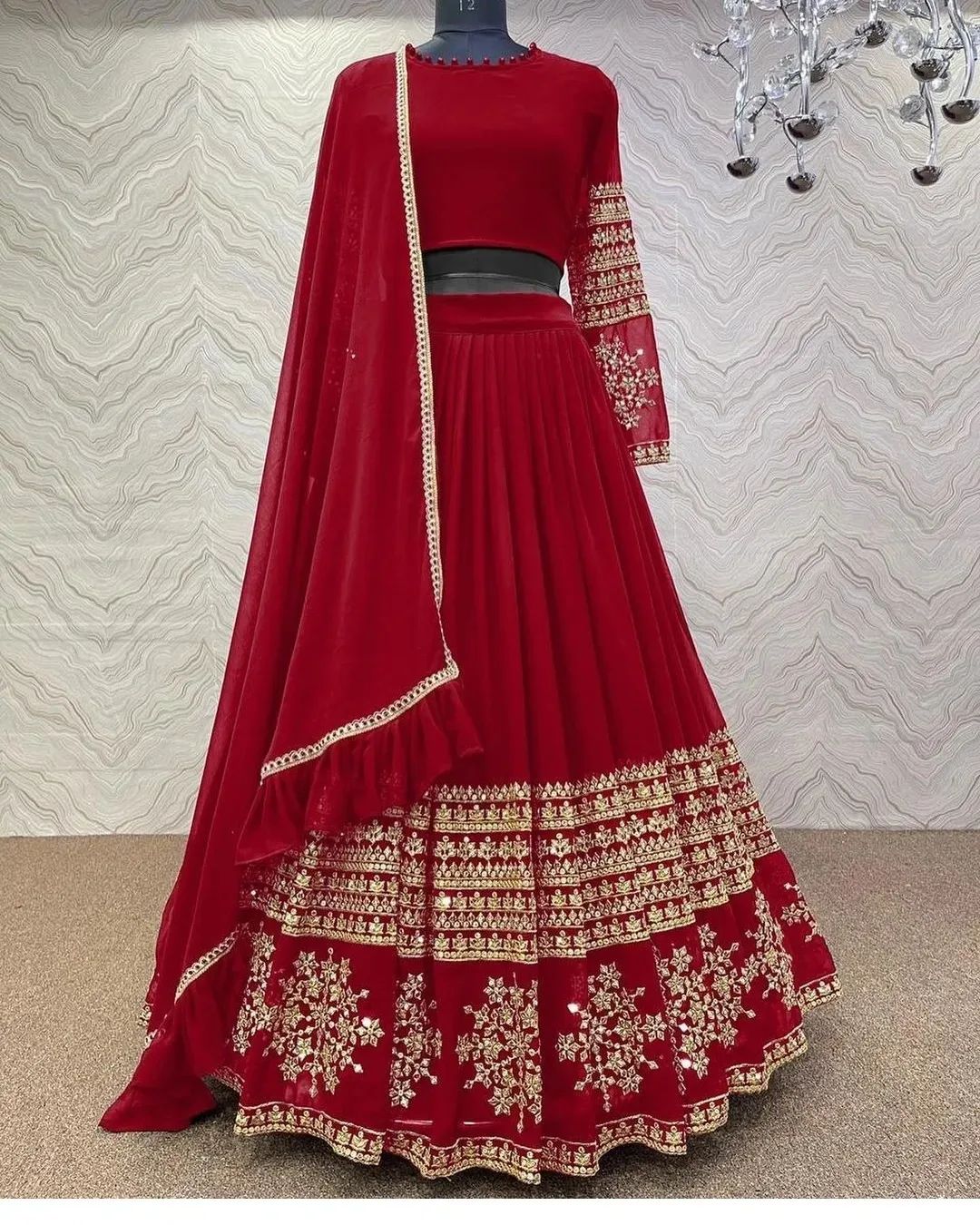 Polka Print Stitched Lehenga & Crop Top Price in India, Full Specifications  & Offers | DTashion.com