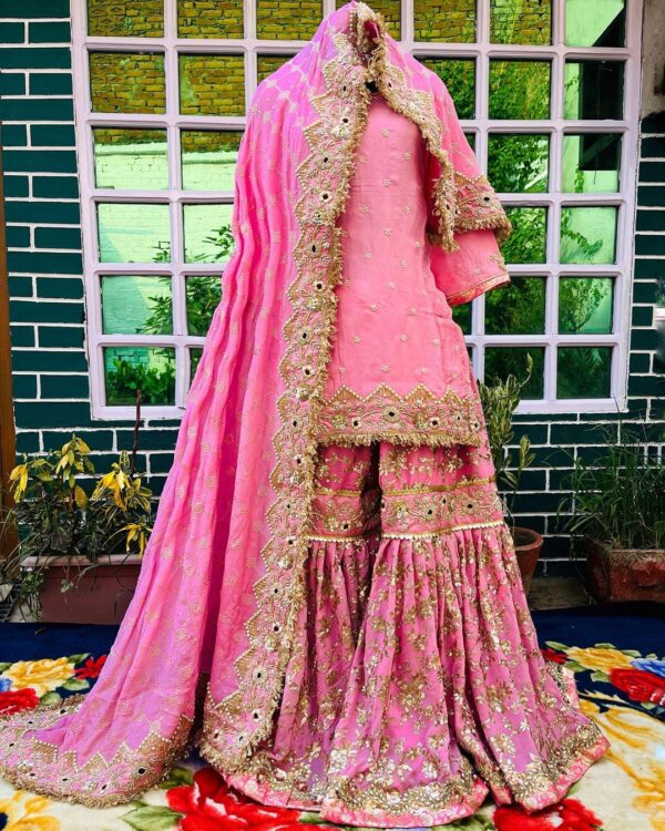 Pink bridal sharara for wedding