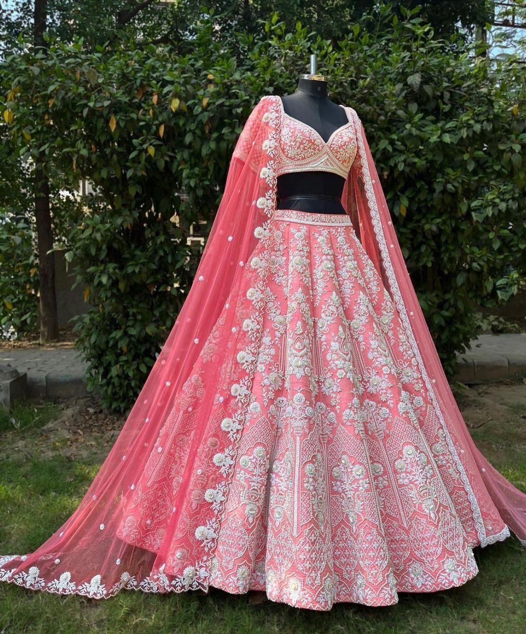 Designer Wedding Heavy Embroidery Hot Pink Malbari Silk Bridal Lehenga at  best price in Surat