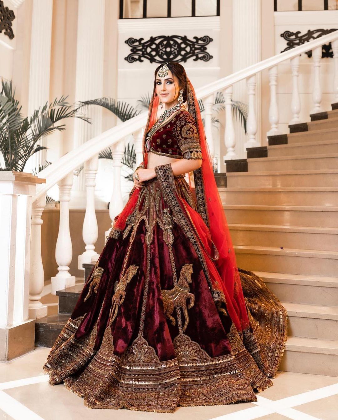 Buy Red Velvet Bridal Lehenga With Price for Women Online from India's  Luxury Designers 2024