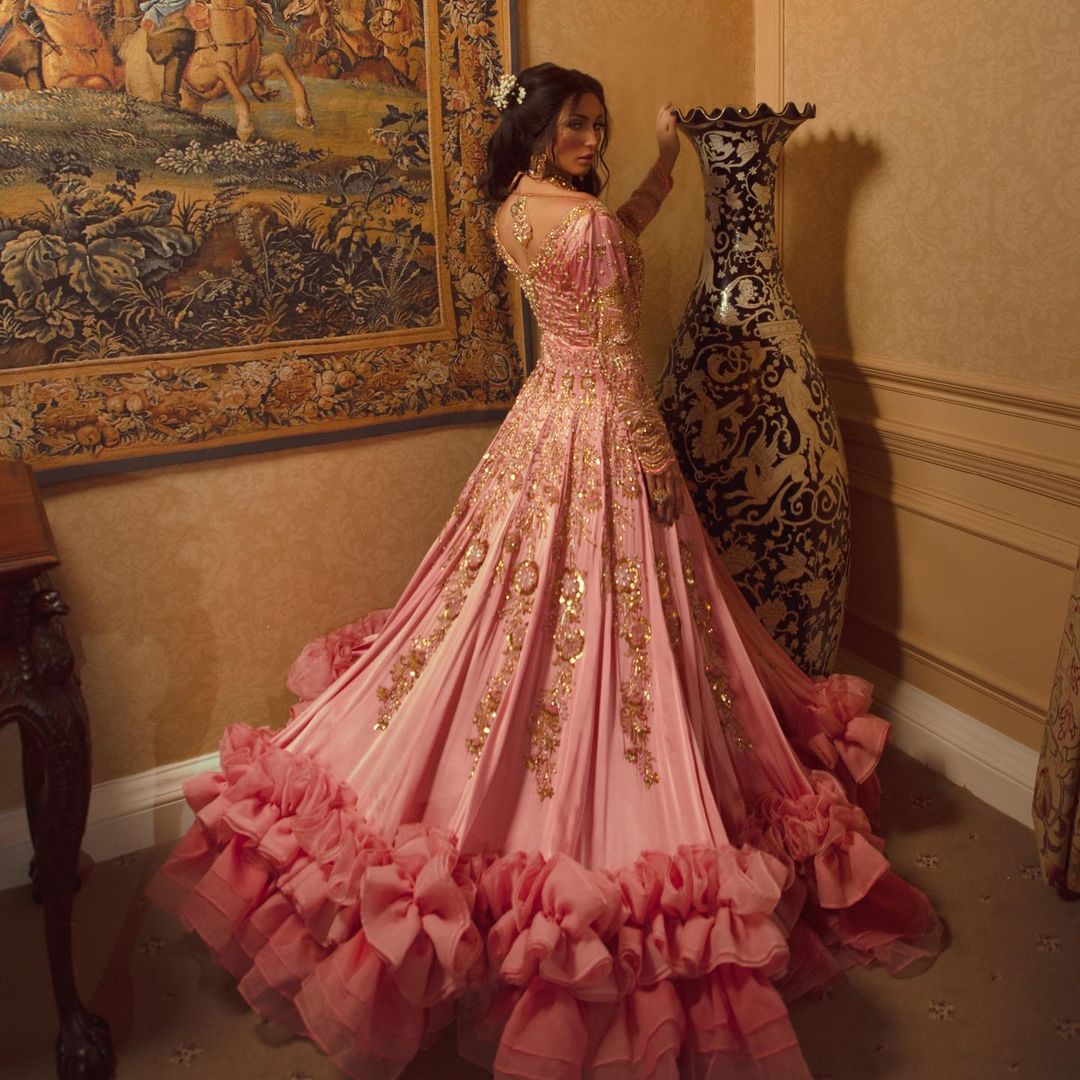 spackling pink prom dress, pink cocktail gown, pink evening homecoming -  Afrikrea