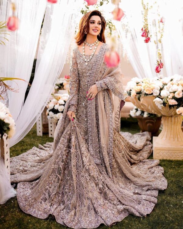 wedding long embroidery top with lehenga