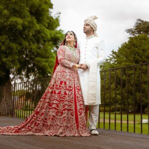red bridal long anarkali lehenga