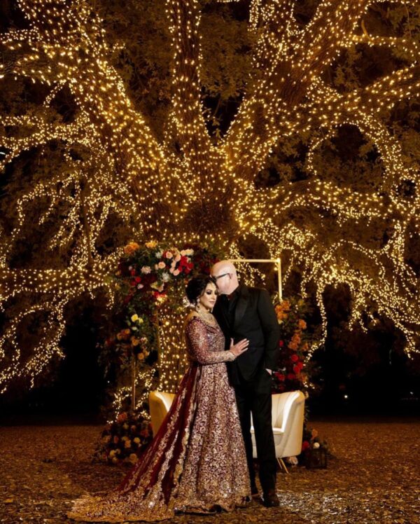 maroon bridal long trail gown