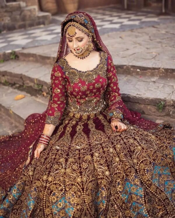 embroidered bridal lehenga with hand work