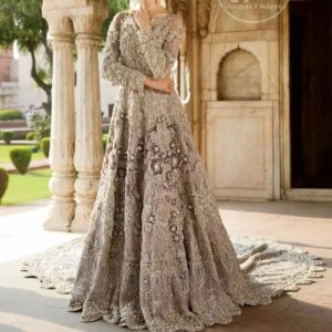 iVORY LONG TRAIL BRIDAL LEHENGA