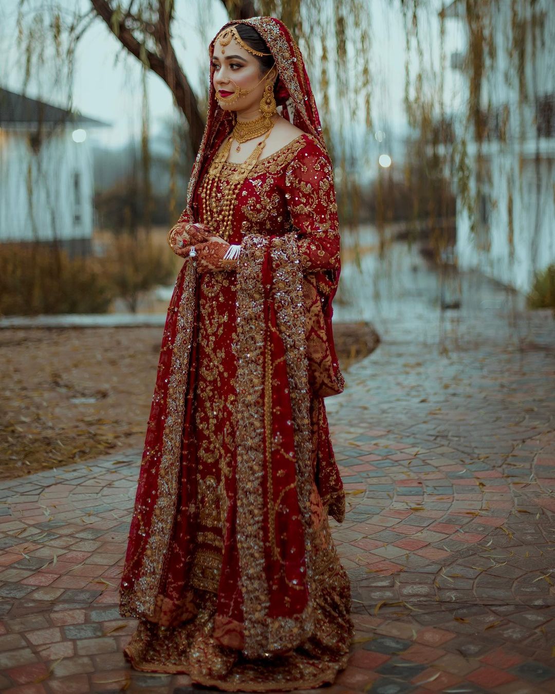 Photo of Beautiful red bridal lehenga with silver work