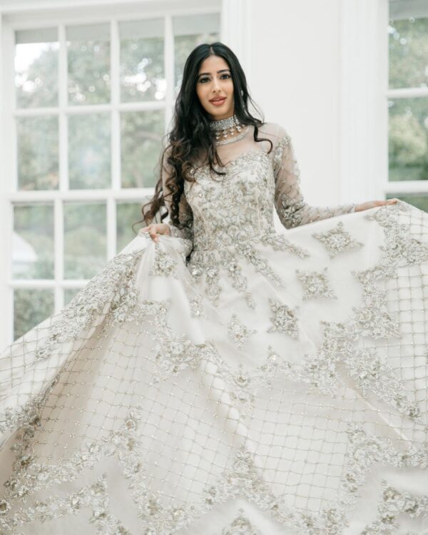 wedding white and golden gown
