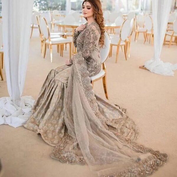 wedding sharara suit with silver embroidery