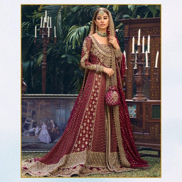 Maroon wedding long kurti with hand work