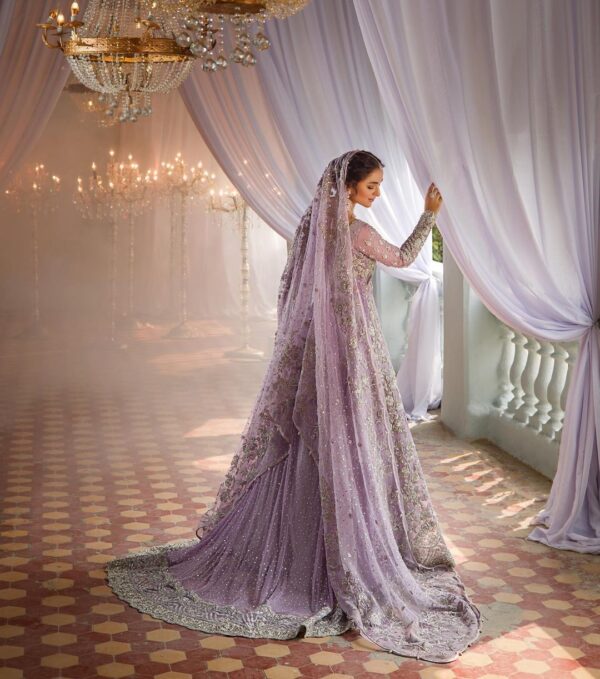 wedding long trail lehenga