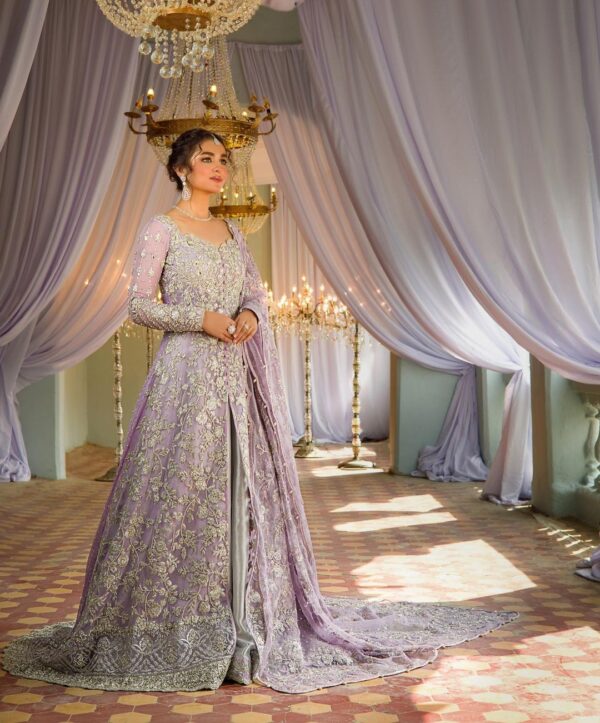 light purple wedding anarkali lehenga
