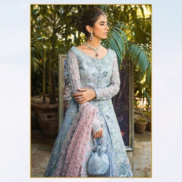 wedding long jacket with lehenga and emblishment