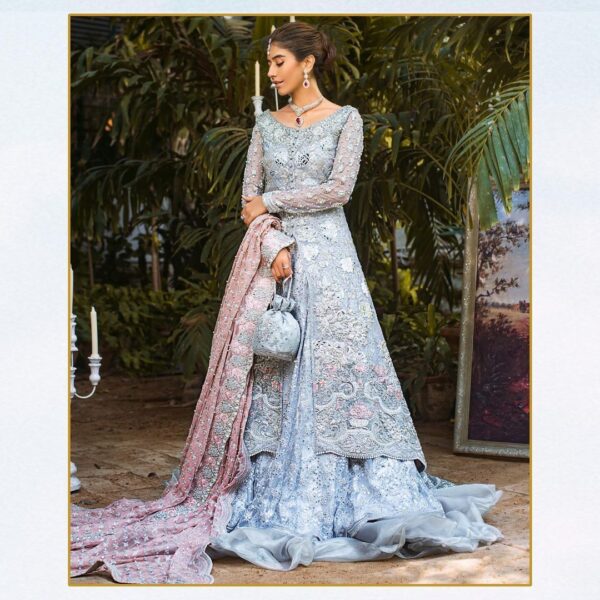 long jacket with lehenga with hand work