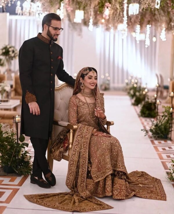 wedding long kameez with hand work