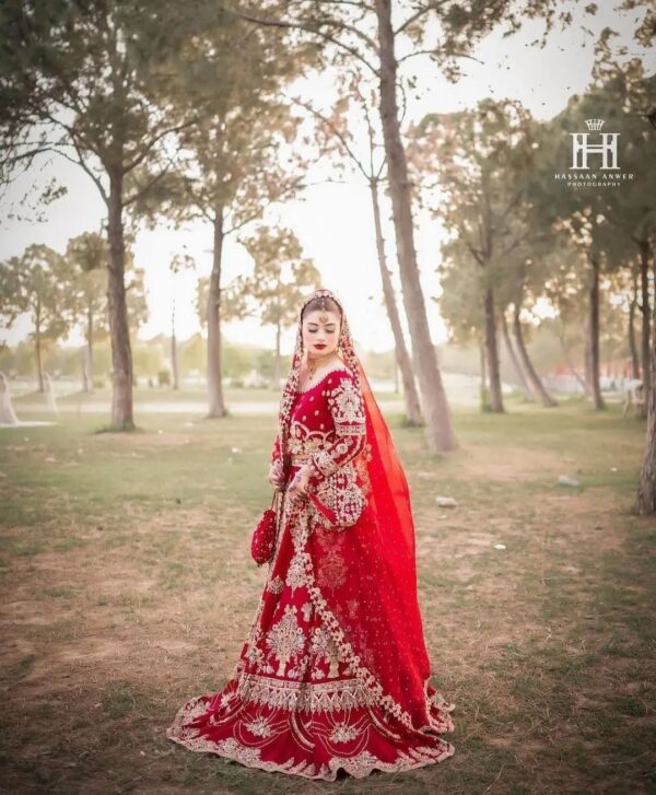 Wedding long weding gown with hand work