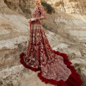 red and golden wedding gown