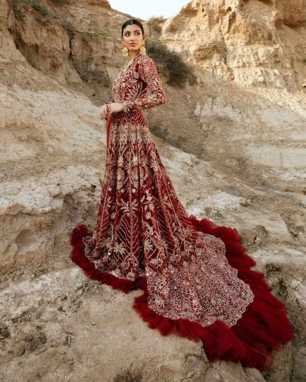 red and golden wedding gown