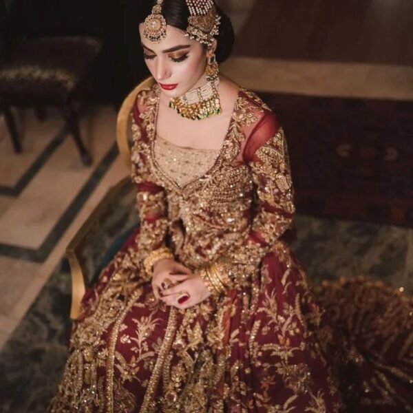 wedding long trail kameez with lehenga