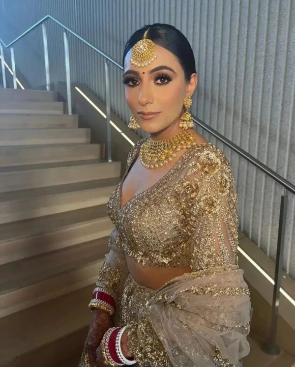 wedding long trail lehenga with hand work choli