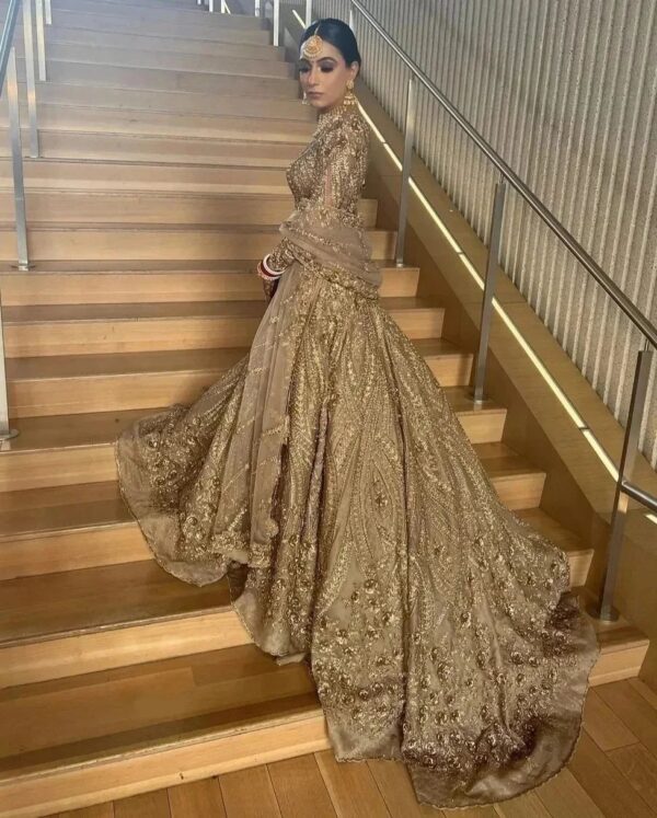 embroidery long trail lehenga