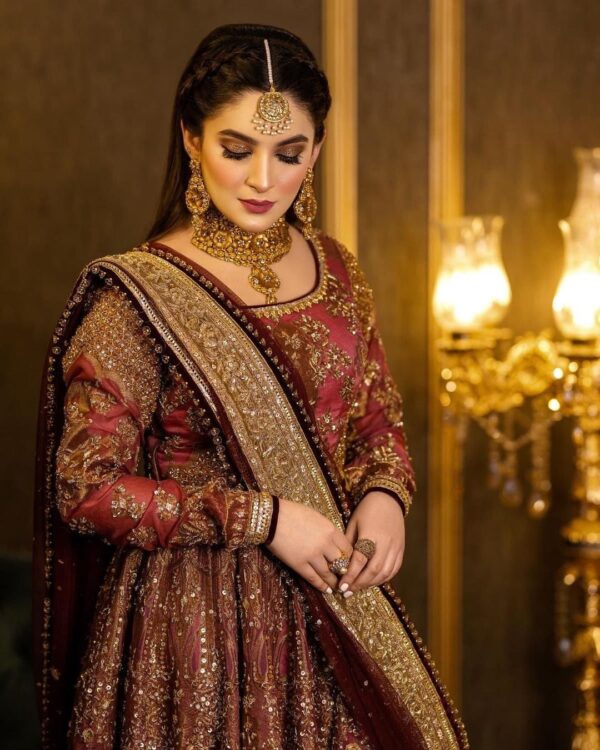 long purple wedding anarkali with hand work