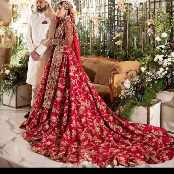 long trail wedding lehenga