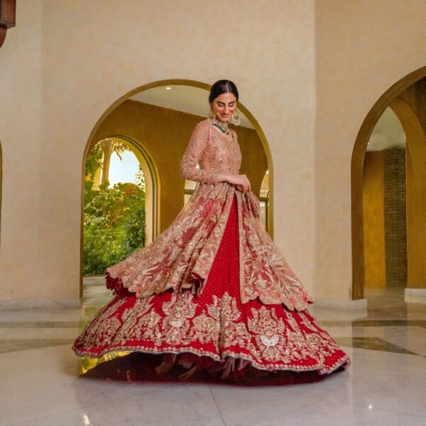 long split anarkali with lehenga