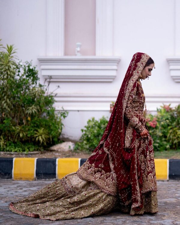 long tail lehenga with anarkali and embellishment