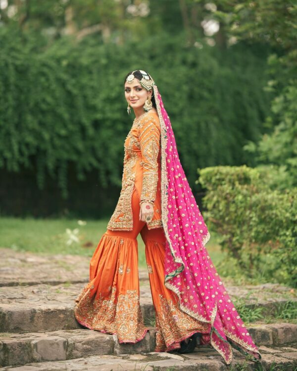yellow designer sharara suit