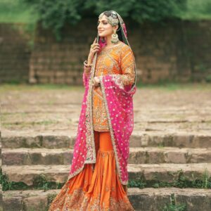 Mustard yellow sharara suit