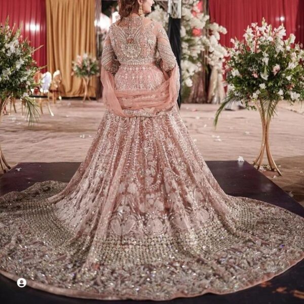 long trail wedding lehenga