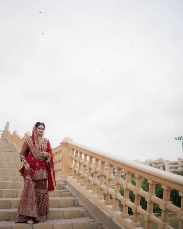 red bridal garara with hand work