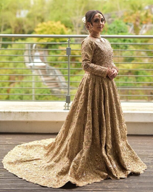 long trail wedding lehenga