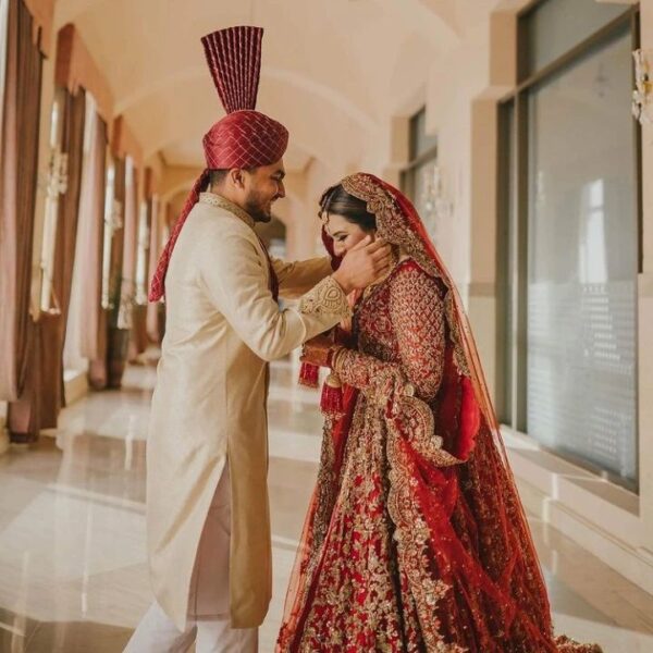 wedding long trail lehenga with hand work
