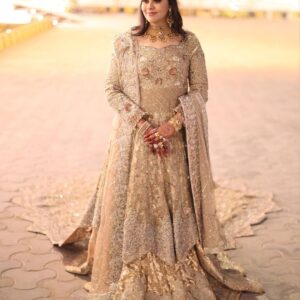 Golden anarkali designer dress