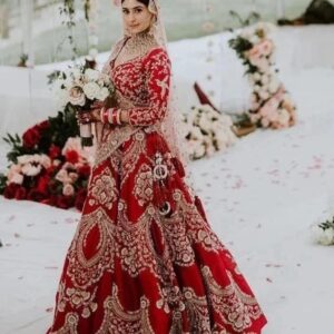 Indian bridal lehenga with crop top