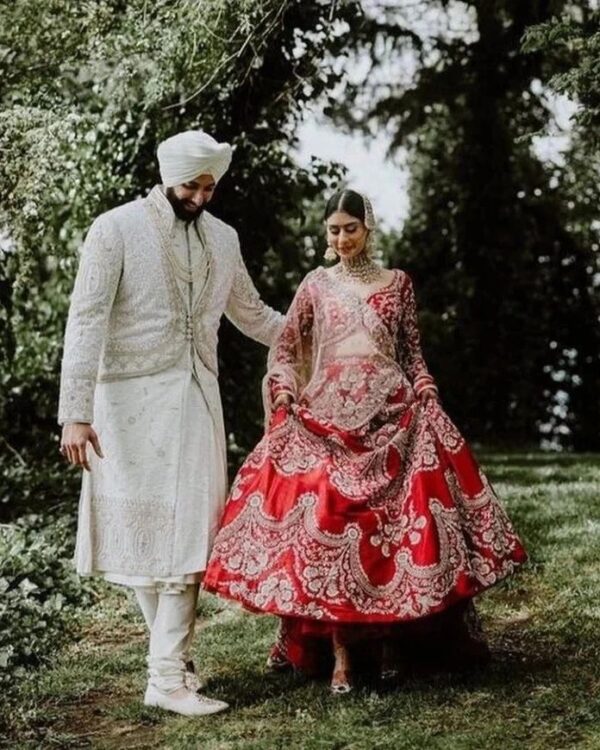 wedding red lehenga choli with hand work