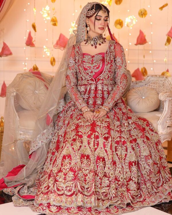 long anarkali with embroidery lehenga