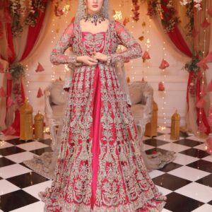 Wedding long split anarkali with lehenga
