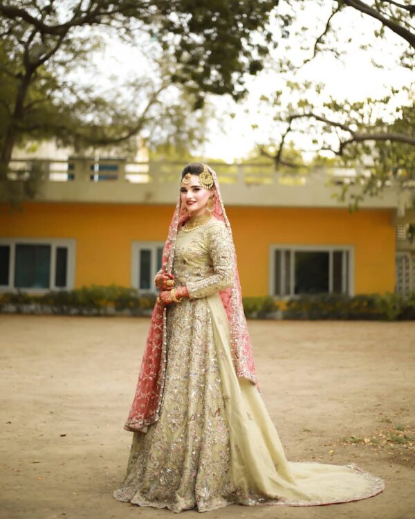 wedding long trail gown with handwork