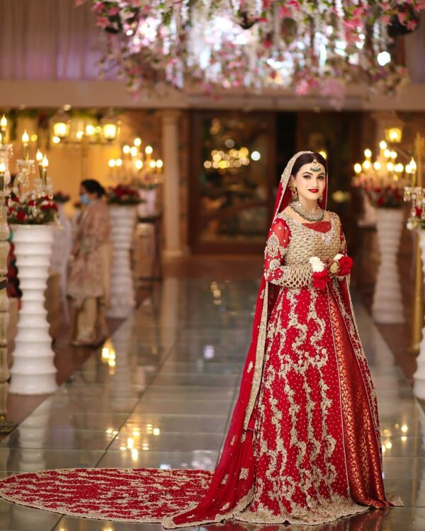 wedding long trail lehenga with handwork