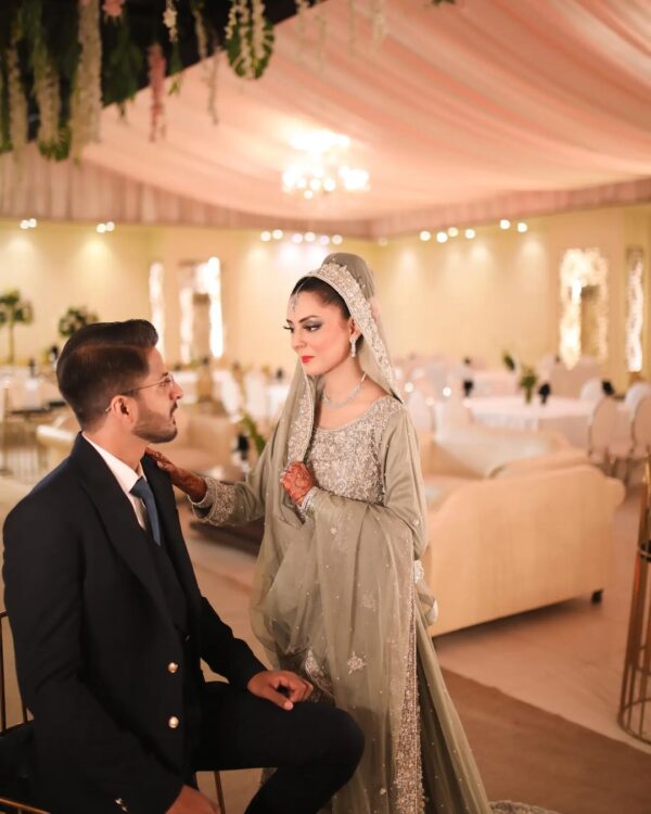 wedding long trail gown with handwork