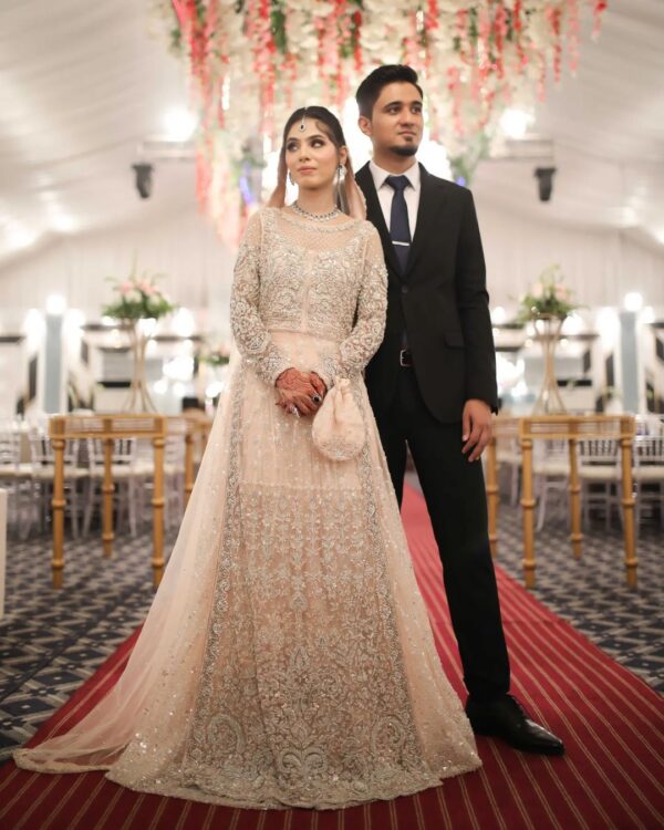 Pastel long embroidery kameez with lehenga