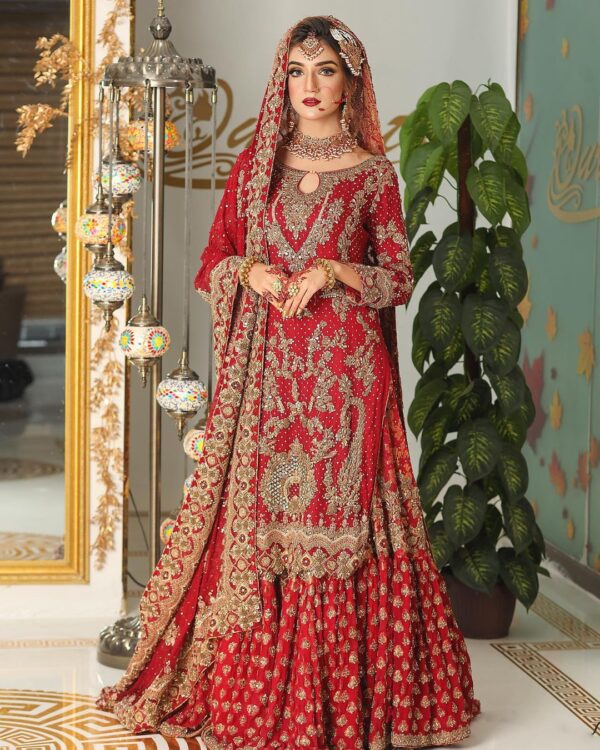 embroidery kameez with lehenga