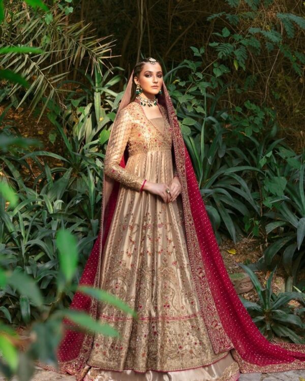 wedding long anarkali with lehenga