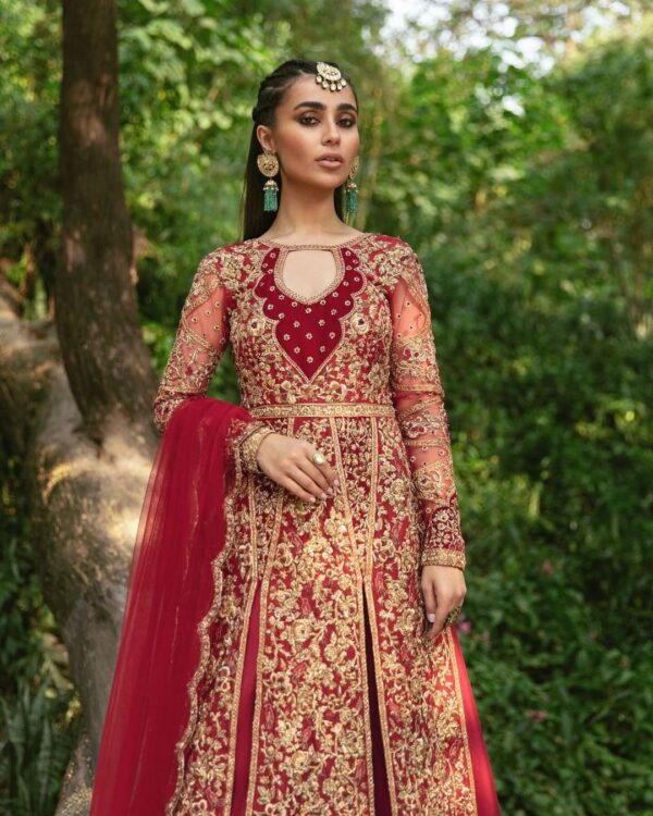 wedding long split anarkali with lehenga